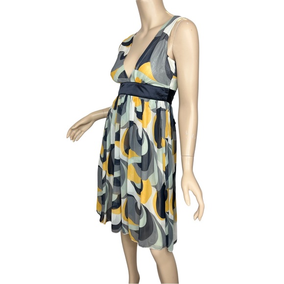 Y2K Dress Sleeveless V Neck Geometric Print Empire Waist Size Small - Picture 4 of 11